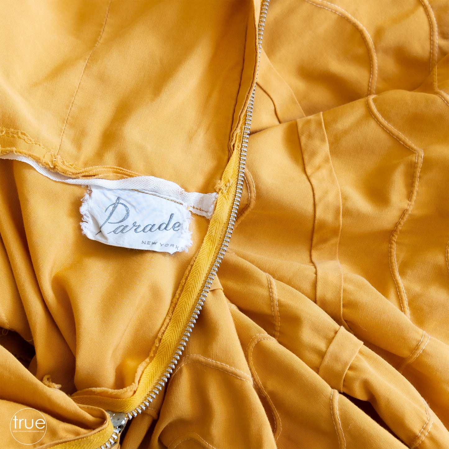 vintage 1950's dress ...quintessential PARADE New York golden maize trapunto halter dress