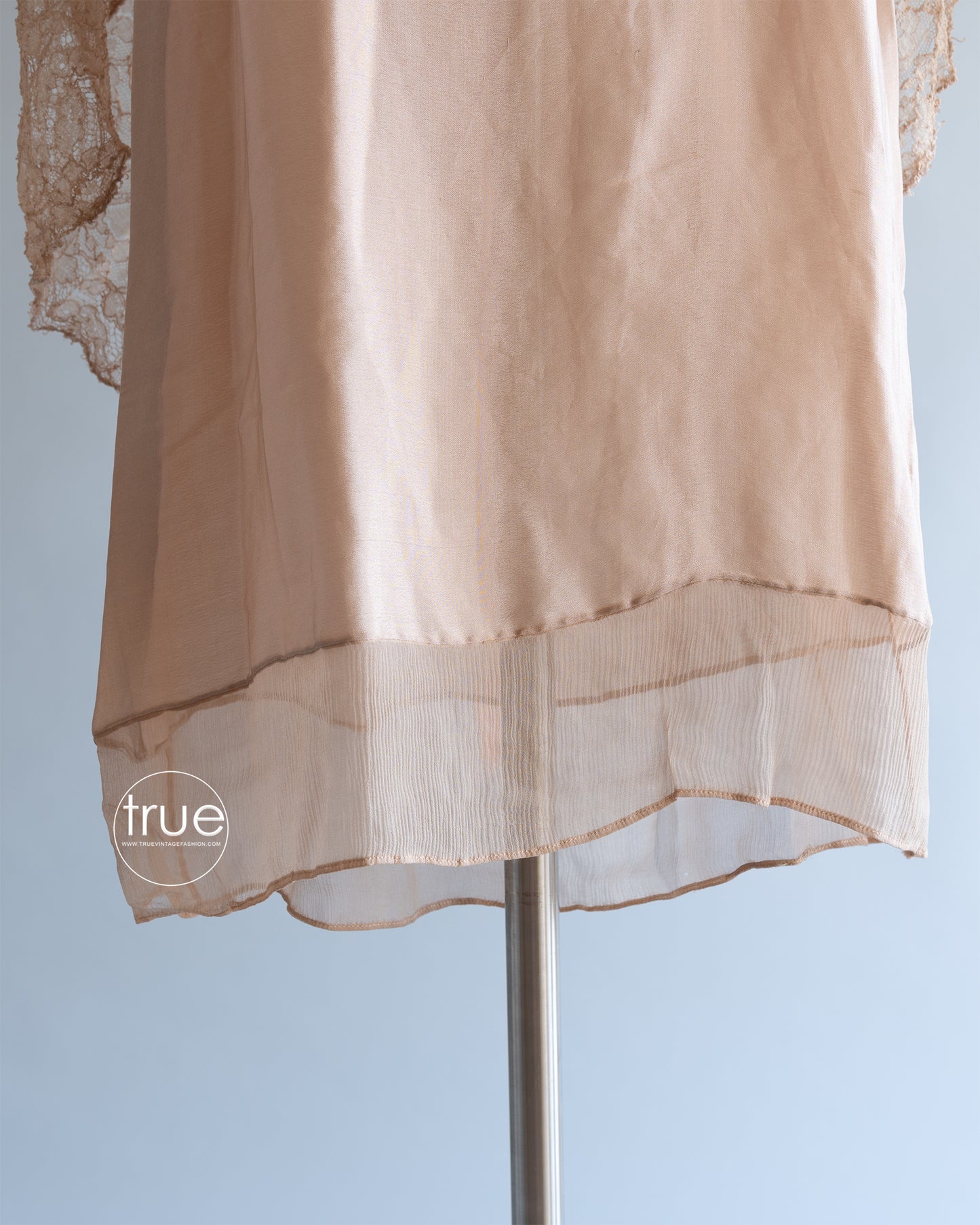 vintage 1920's - 1930's dress ...lovely nude/taupe-ish lace dress with silk flounced slip & jacket