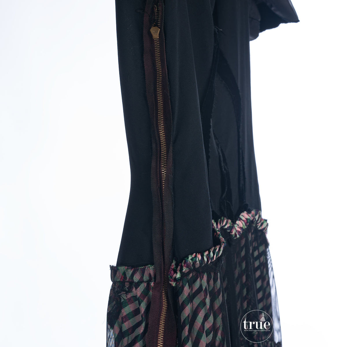 vintage 1930's dress ...black velvet & taffeta layers dress