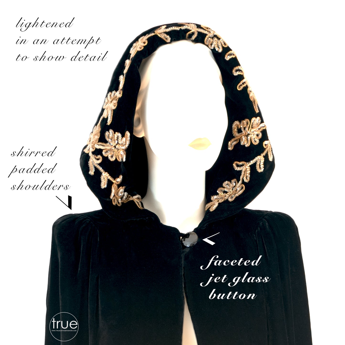 vintage 1930's cape ...decadent black velvet hooded opera cape