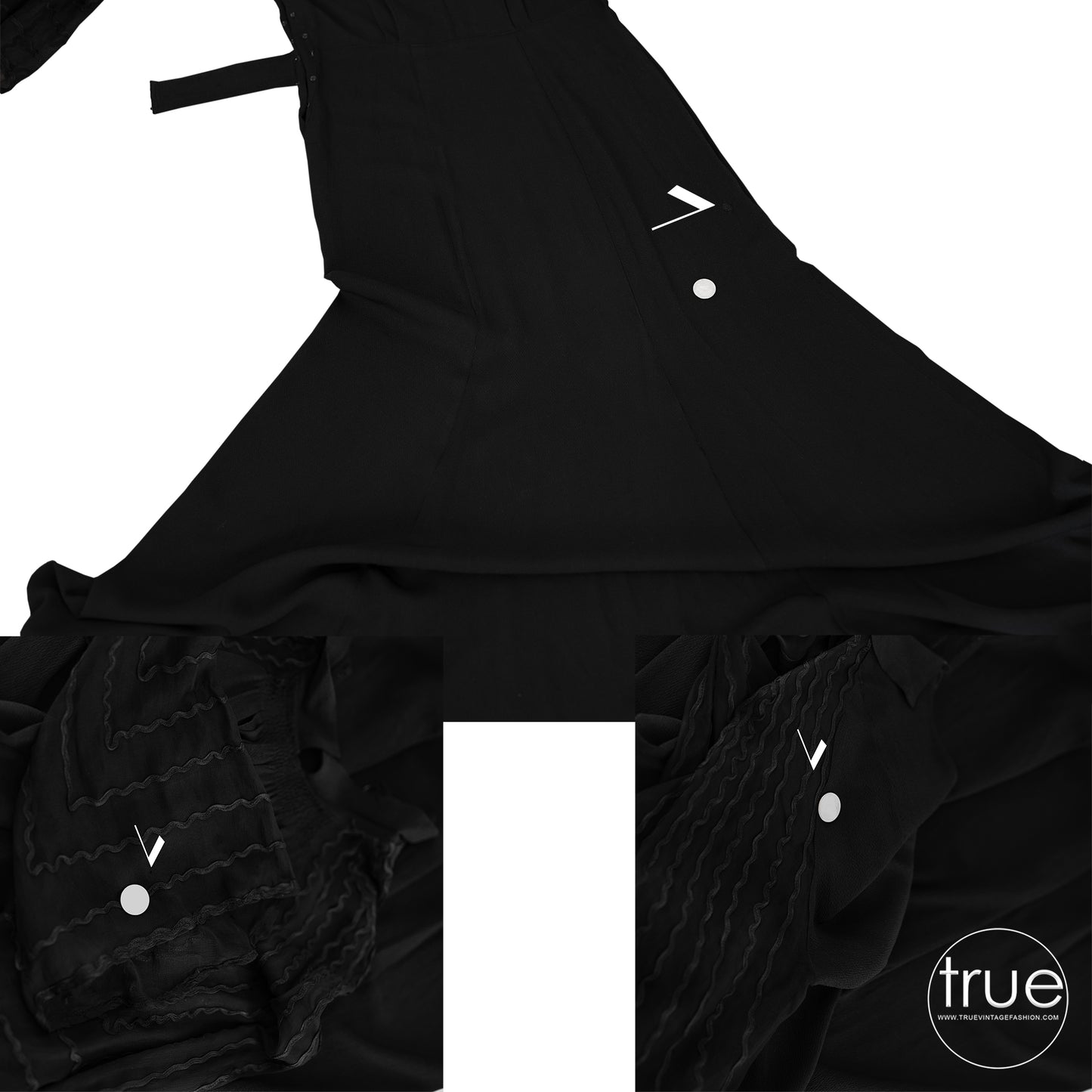 vintage 1930's dress ...designer Paul Sergeñt black crepe dress w/ flared sleeves