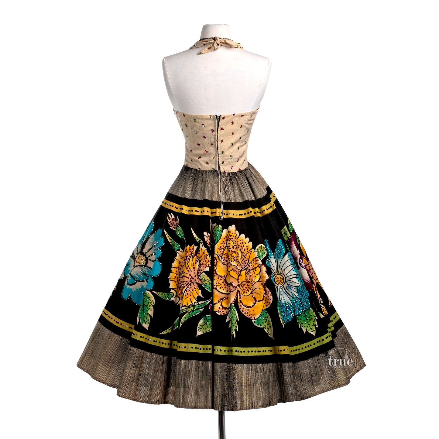 1940's MEXICAN hand-painted halter dress
