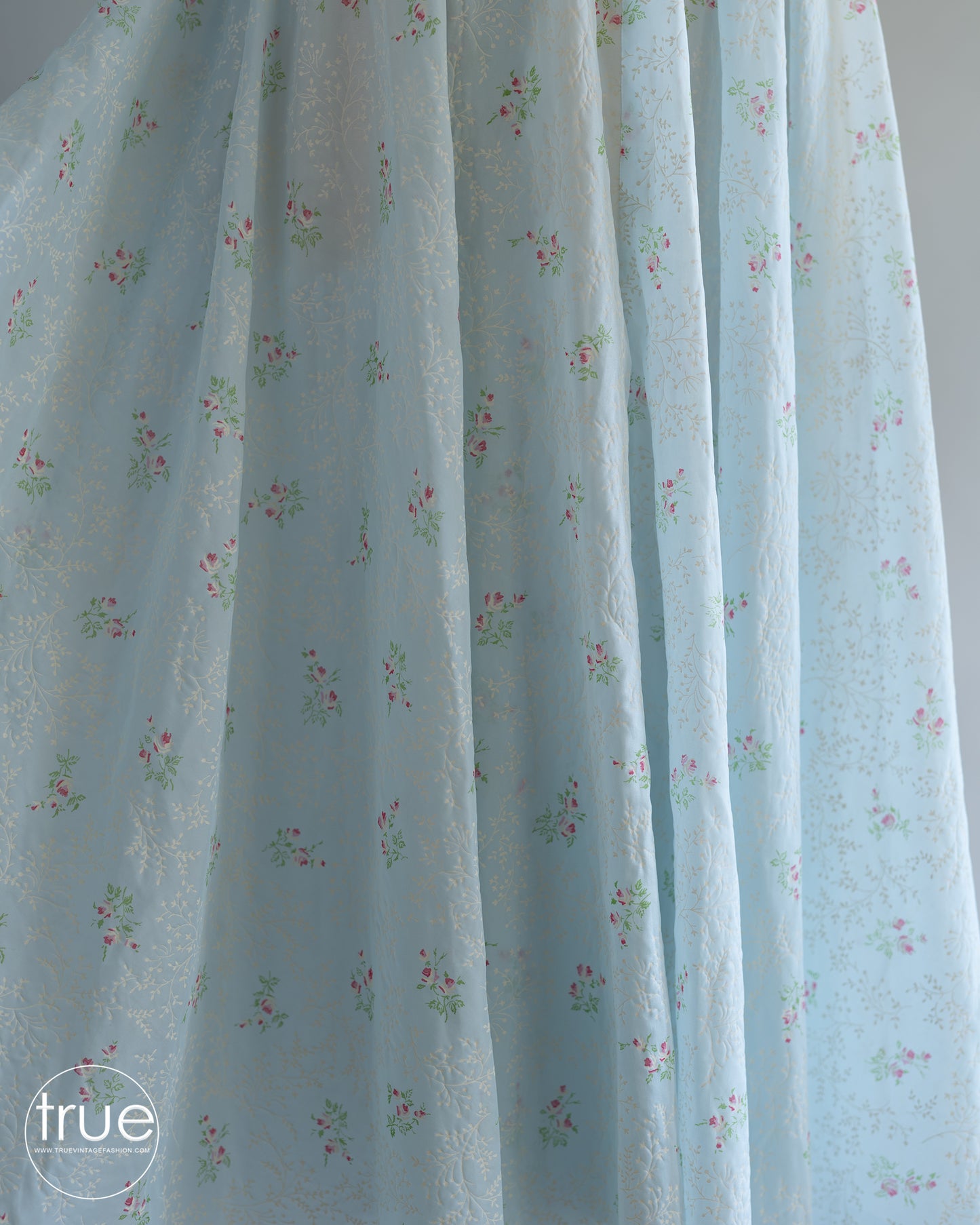 vintage 1940's dress ...pretty light & floaty semi-sheer floral full skirt dress