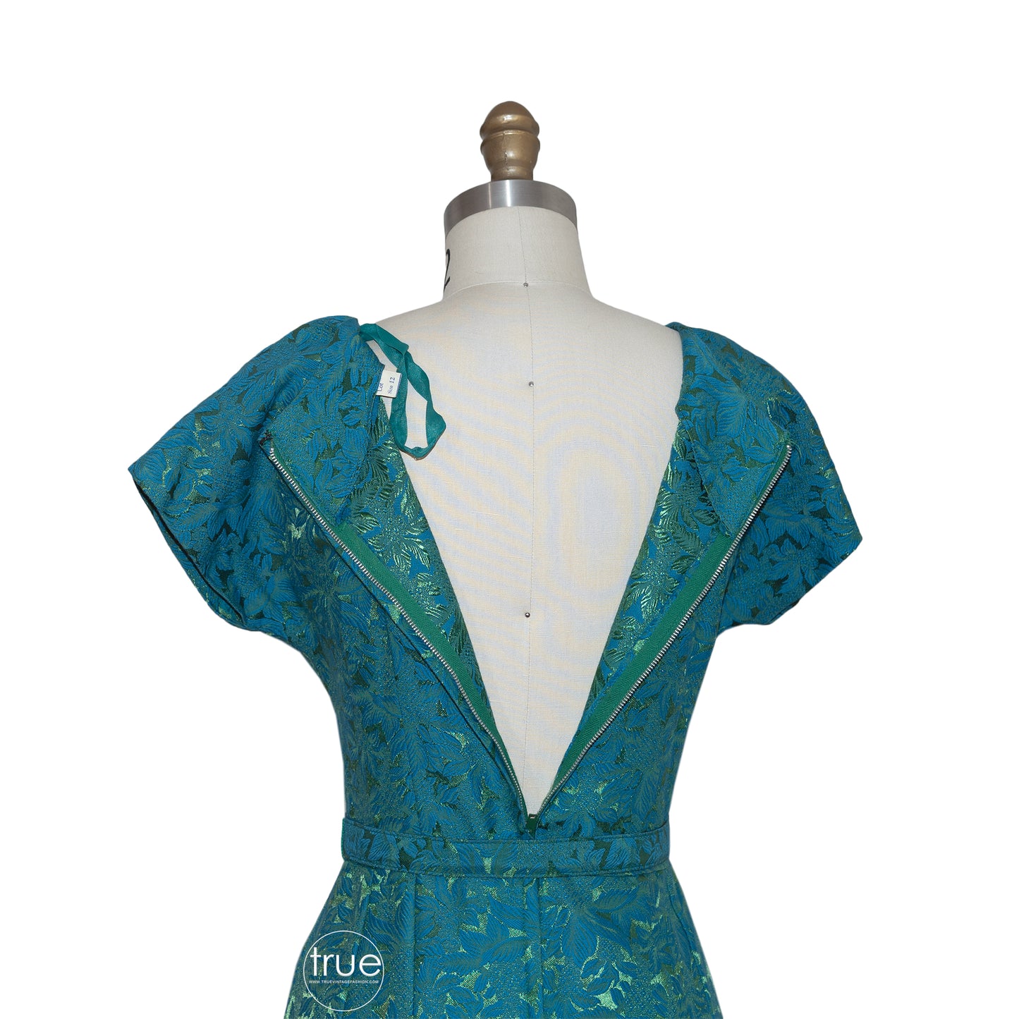 vintage 1950's dress ...lovely sapphire blue & emerald green brocade dress and jacket