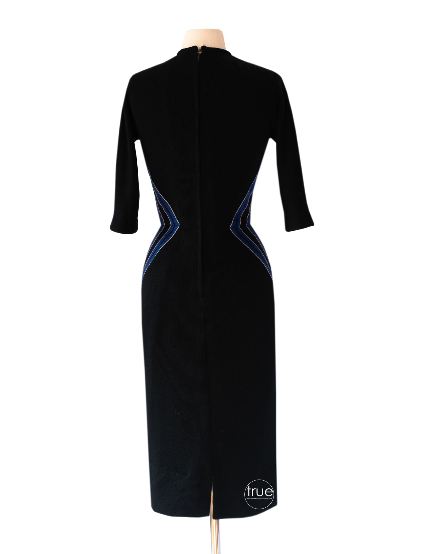 vintage 1950's dress ...figure flattering Adele Martin black knit sweater wiggle dress