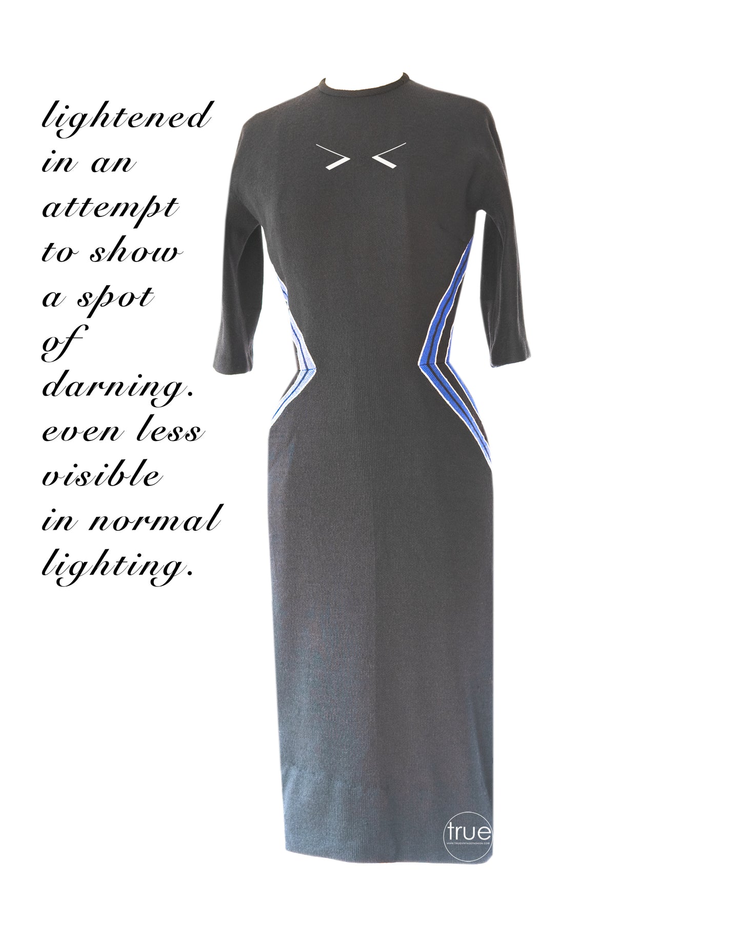 vintage 1950's dress ...figure flattering Adele Martin black knit sweater wiggle dress
