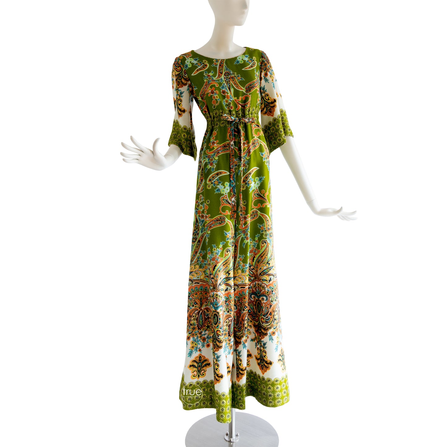 vintage 1970's jumpsuit ...amazing ALEX COLMAN green paisley wide leg jumpsuit