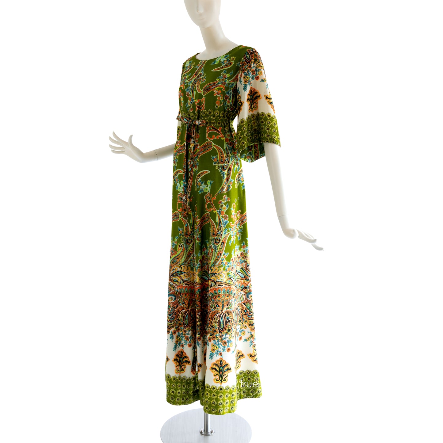 vintage 1970's jumpsuit ...amazing ALEX COLMAN green paisley wide leg jumpsuit
