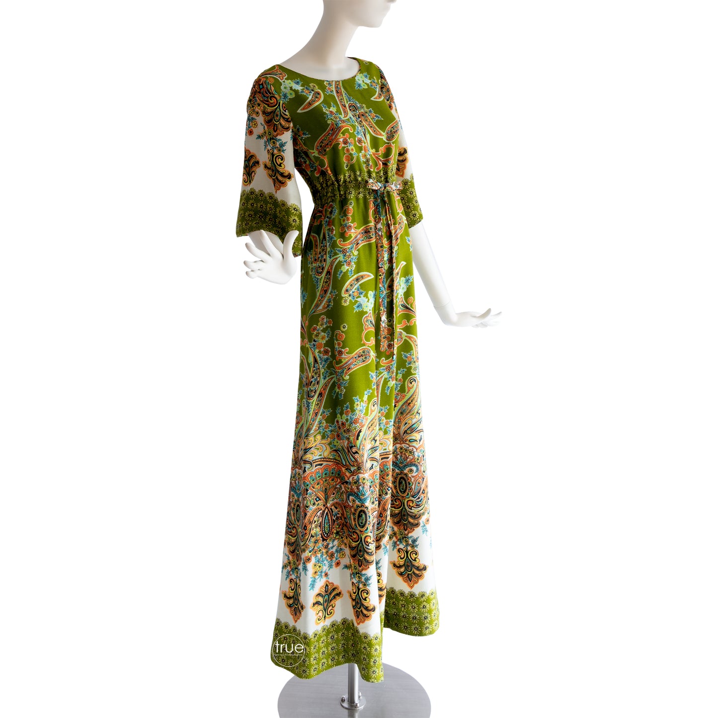 vintage 1970's jumpsuit ...amazing ALEX COLMAN green paisley wide leg jumpsuit
