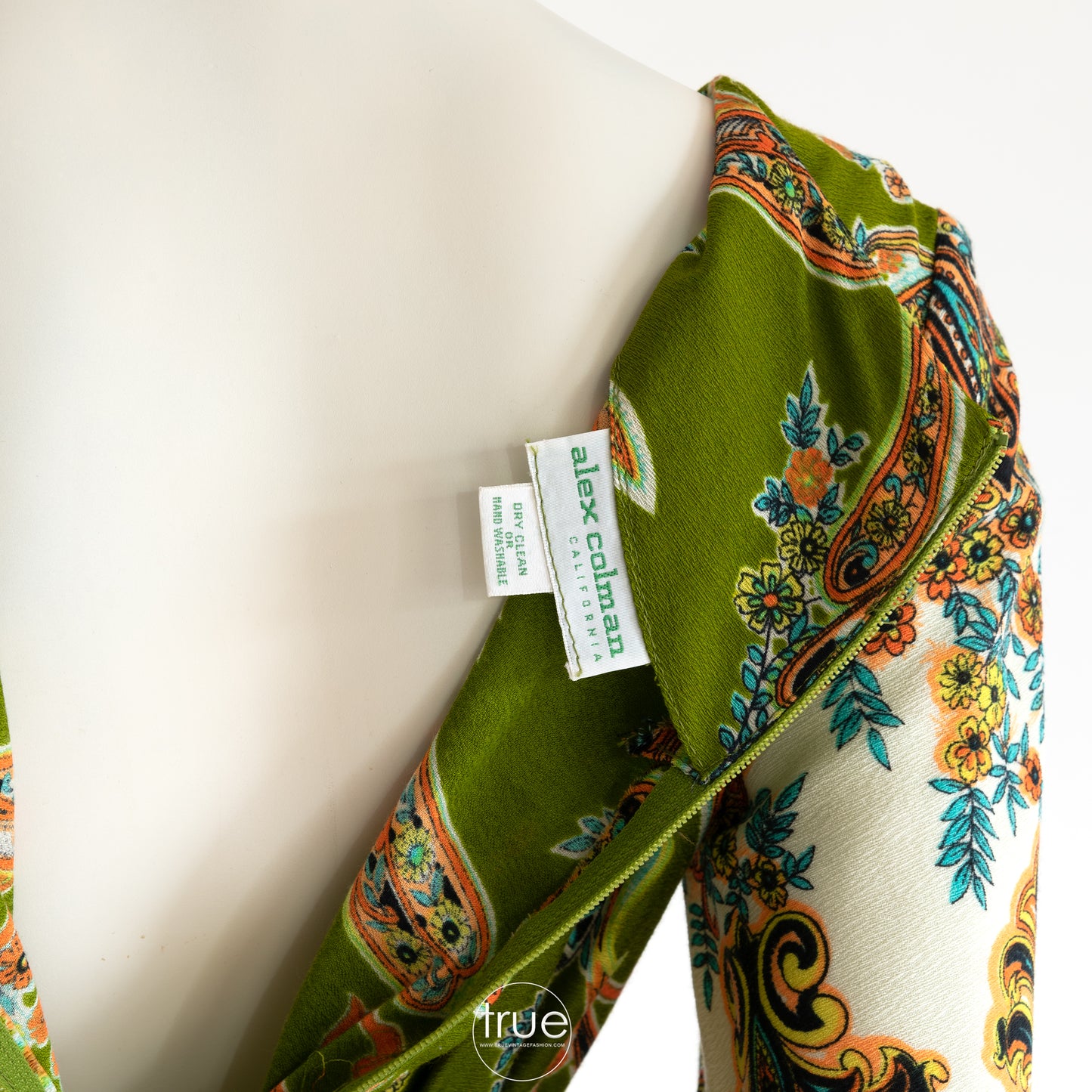 vintage 1970's jumpsuit ...amazing ALEX COLMAN green paisley wide leg jumpsuit