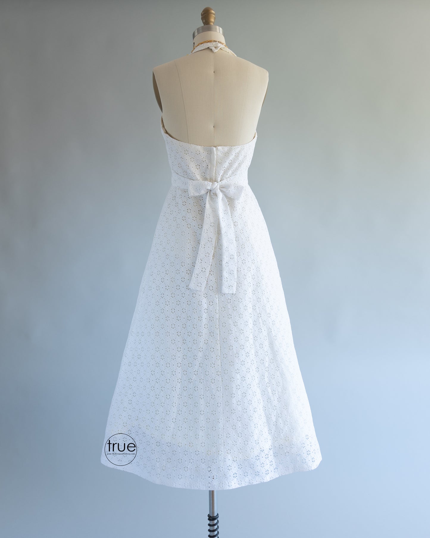 vintage 1960's dress ...sweet Algo-Ettes white eyelet halter dress