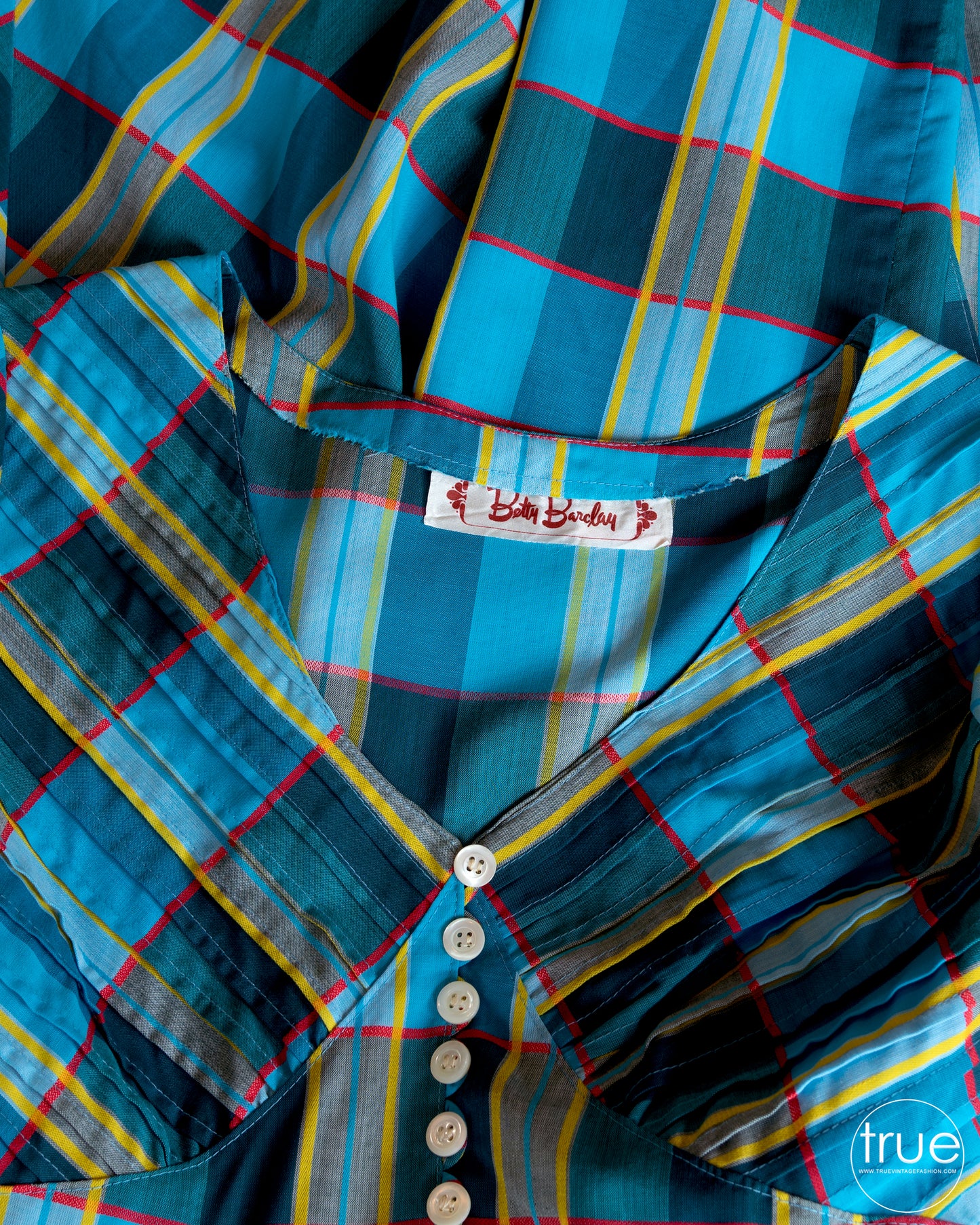 vintage 1970's dress ...does 1940's Betty Barclay rainbow plaid dress