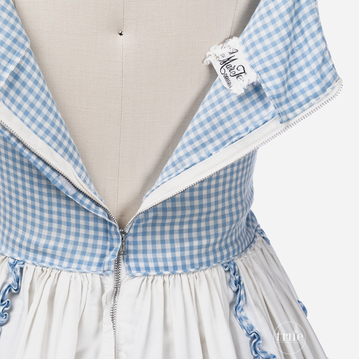 vintage 1950's dress ...so very brigitte bardot MarTex Original blue gingham full skirt sun dress