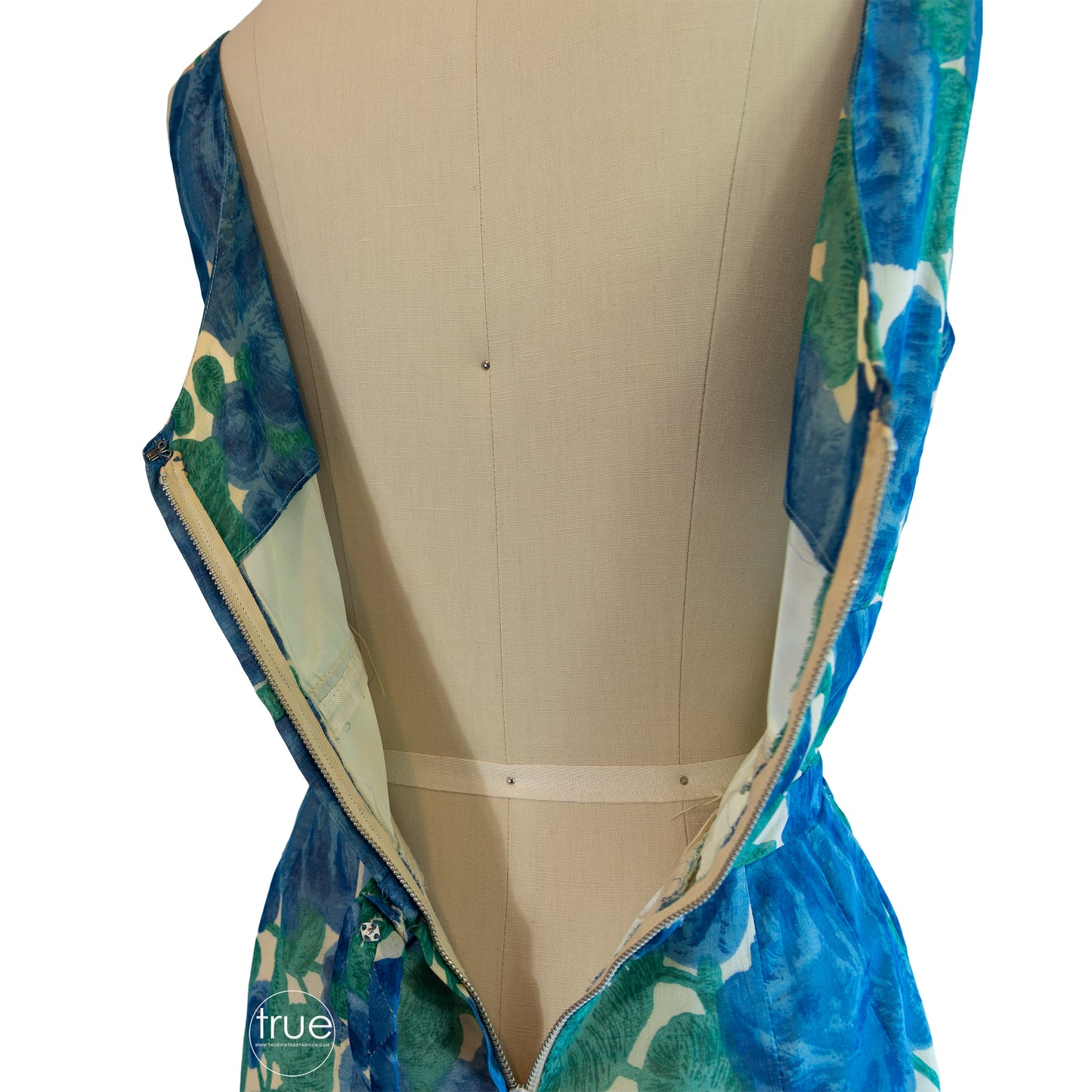 vintage 1950's dress & coat ...gorgeous blue floral wiggle dress & swing coat