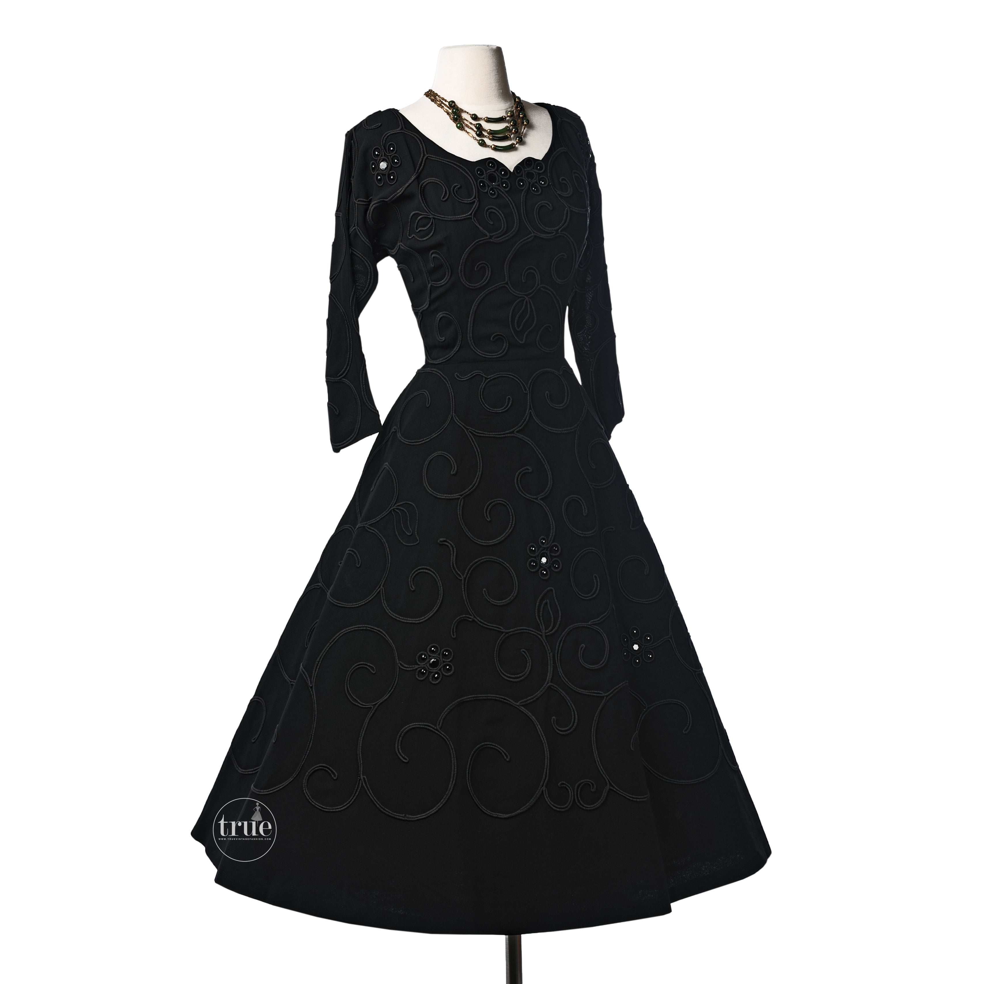 1940's a Cadillac Original black crepe soutache dress Traven7's True Vintage Fashion 1940's a Cadillac Original black crepe soutache dress Traven7's True Vintage Fashion