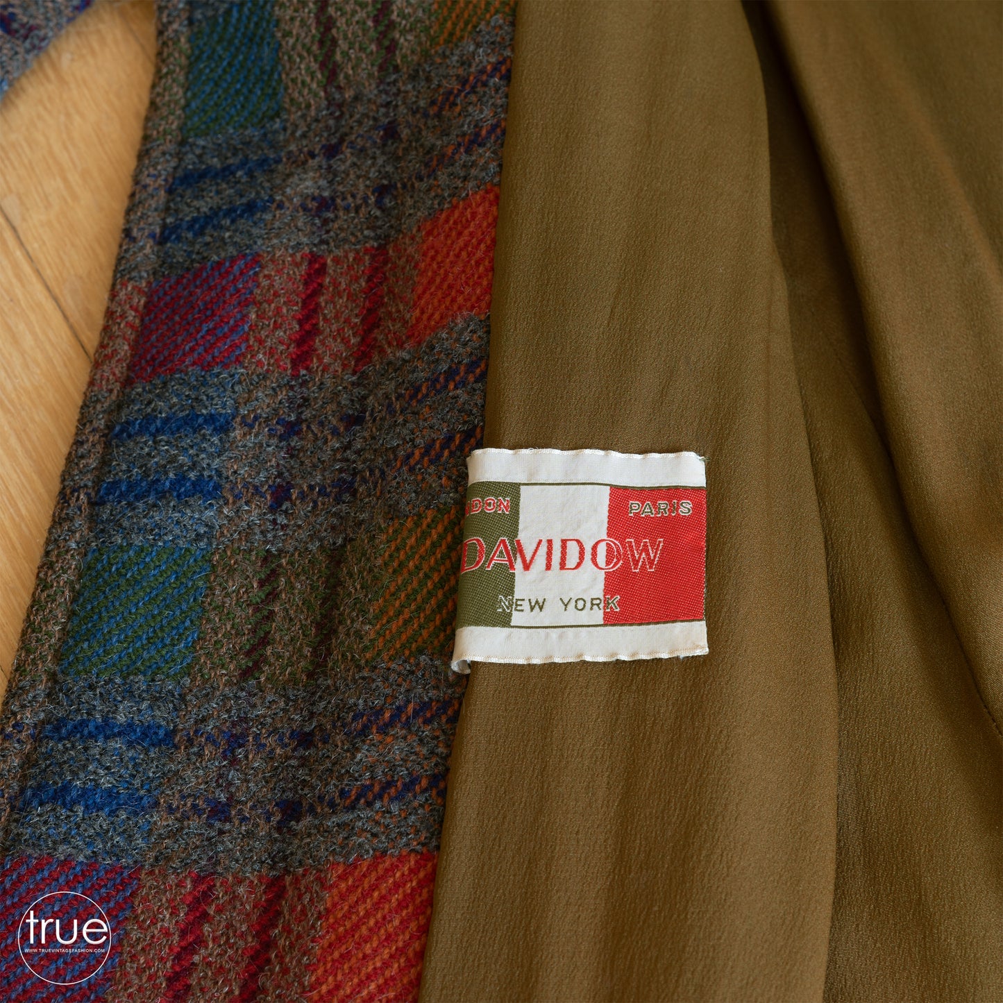 vintage 1940's coat ...gorgeous DAVIDOW rainbow plaid swing coat