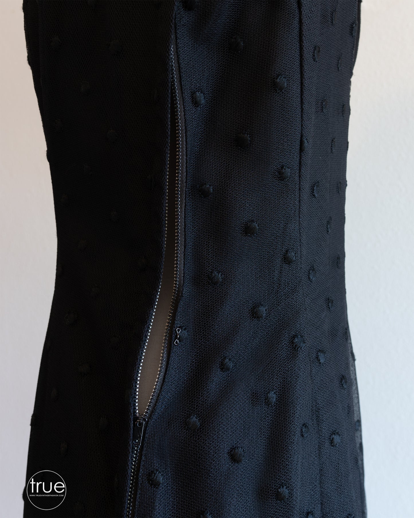 vintage 1950's dress ...fabulous EMMA DOMB black polka dot tulle CHA CHA dress