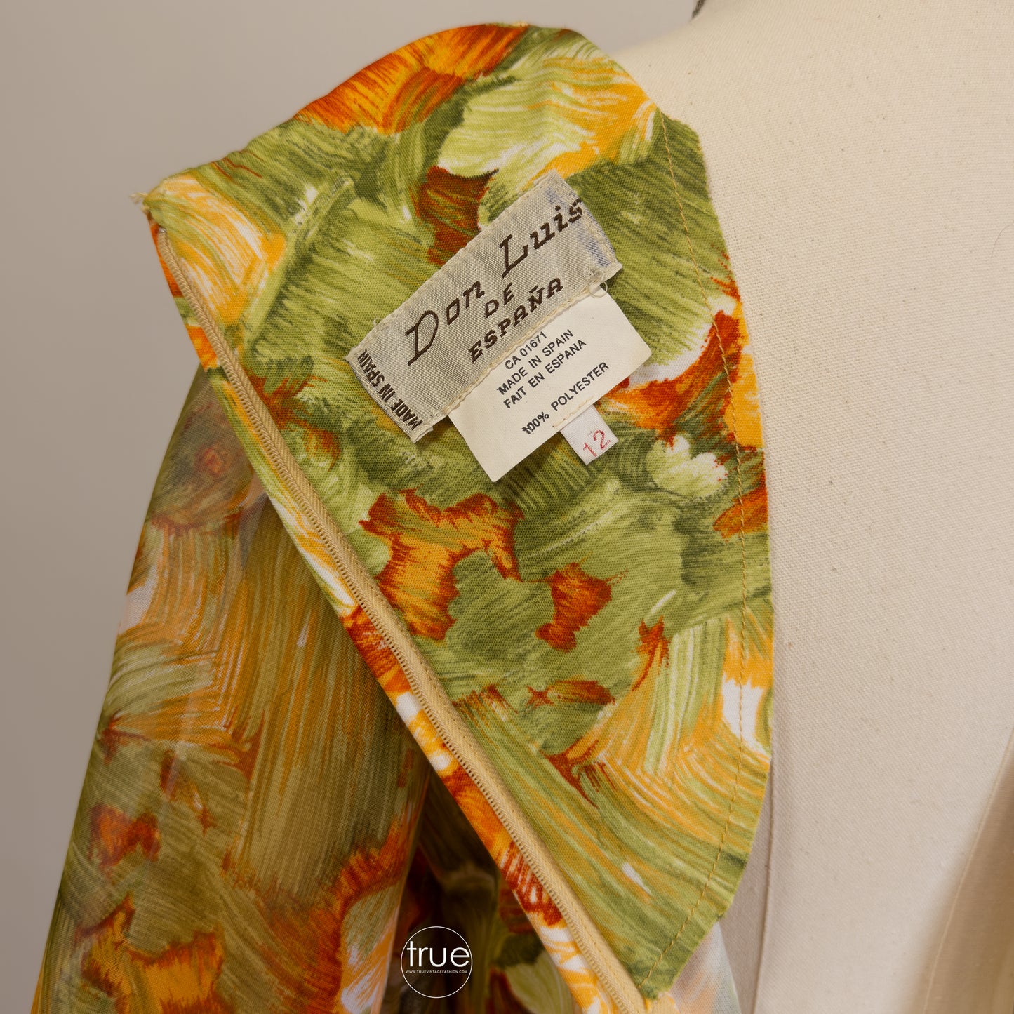 vintage 1970's dress ...glorious DON LUIS de españa sweeping chiffon floral maxi dress