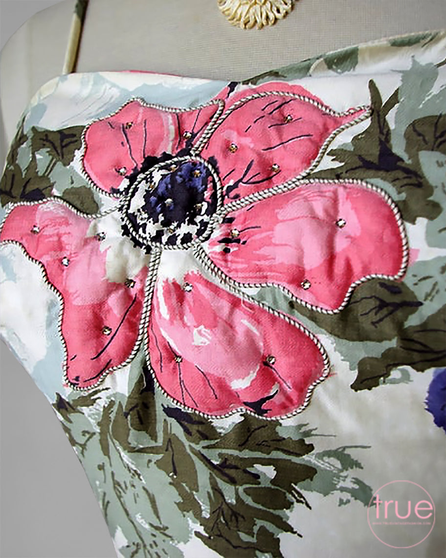 vintage 1950's dress ...beautiful ELNITA of Miami cotton floral dress