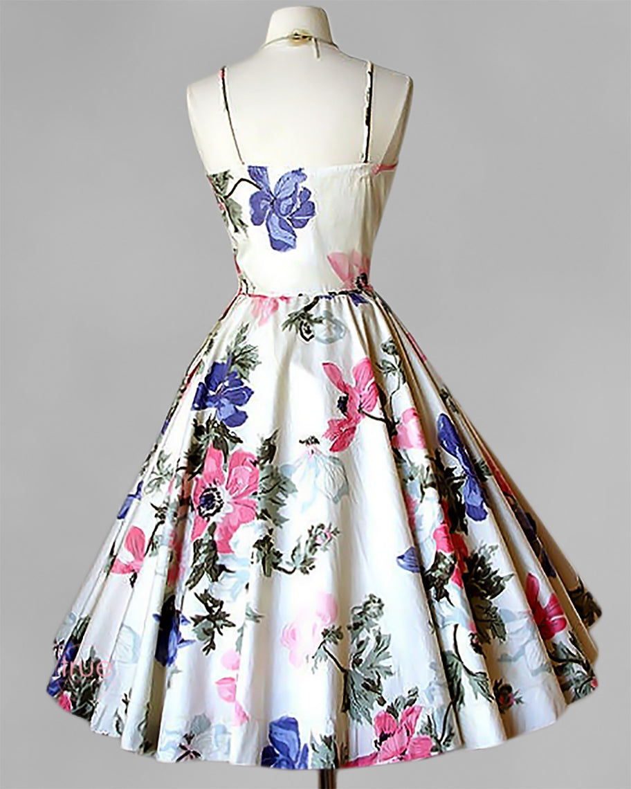 vintage 1950's dress ...beautiful ELNITA of Miami cotton floral dress