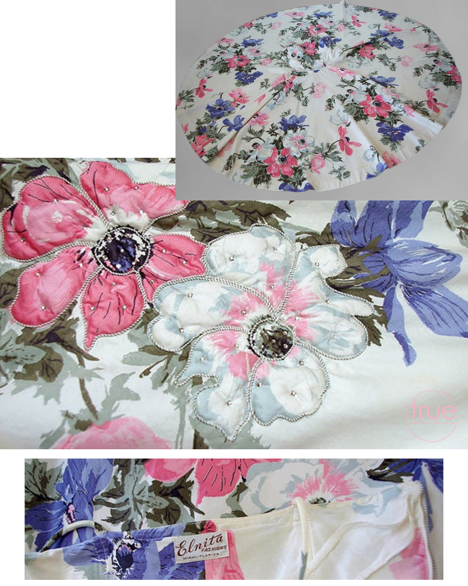 vintage 1950's dress ...beautiful ELNITA of Miami cotton floral dress