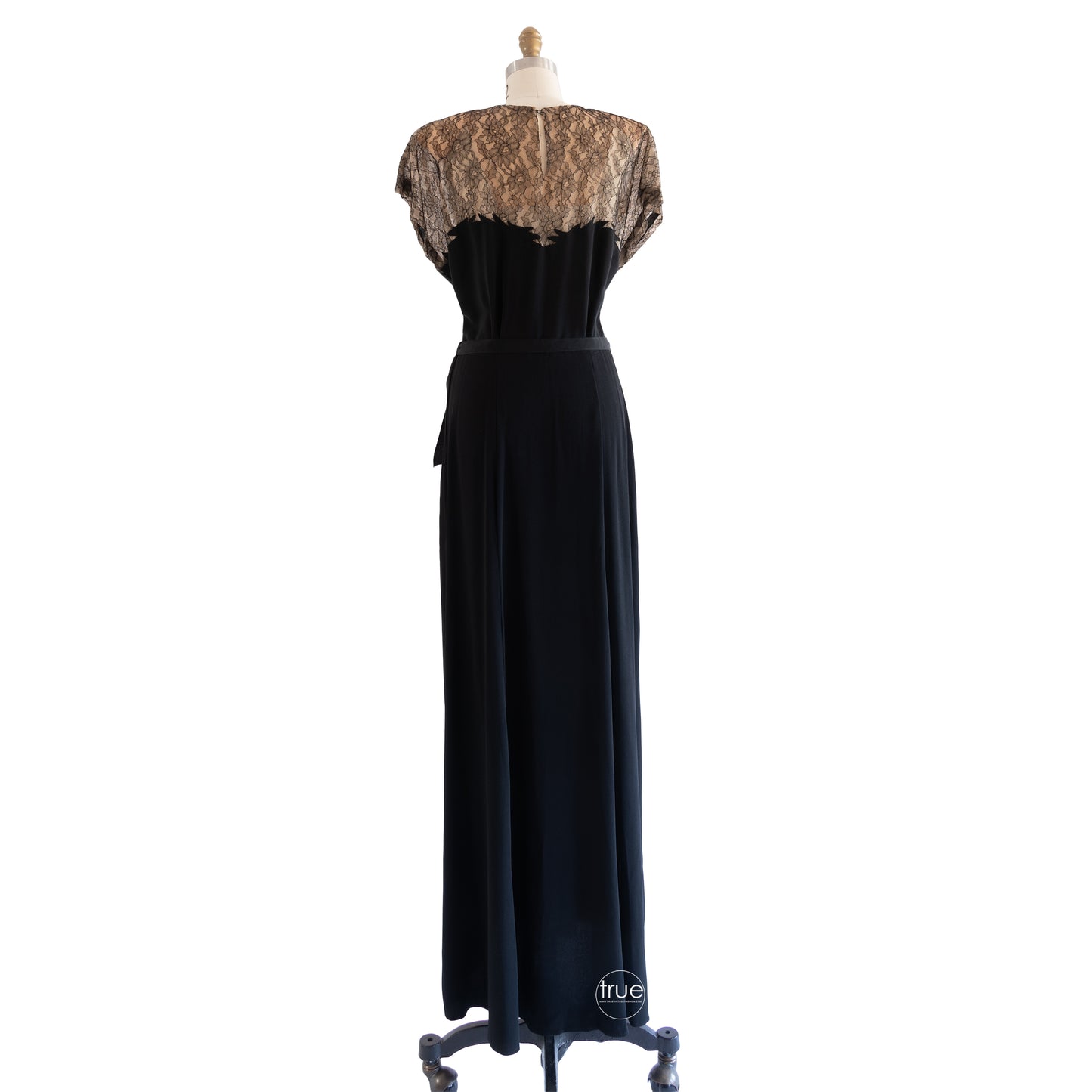 vintage 1940's dress ...exquisite EMMA DOMB black nude illusion dress