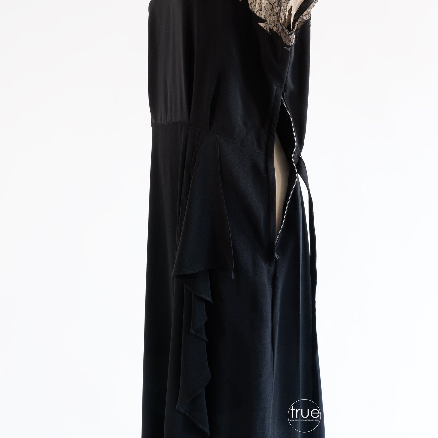vintage 1940's dress ...exquisite EMMA DOMB black nude illusion dress