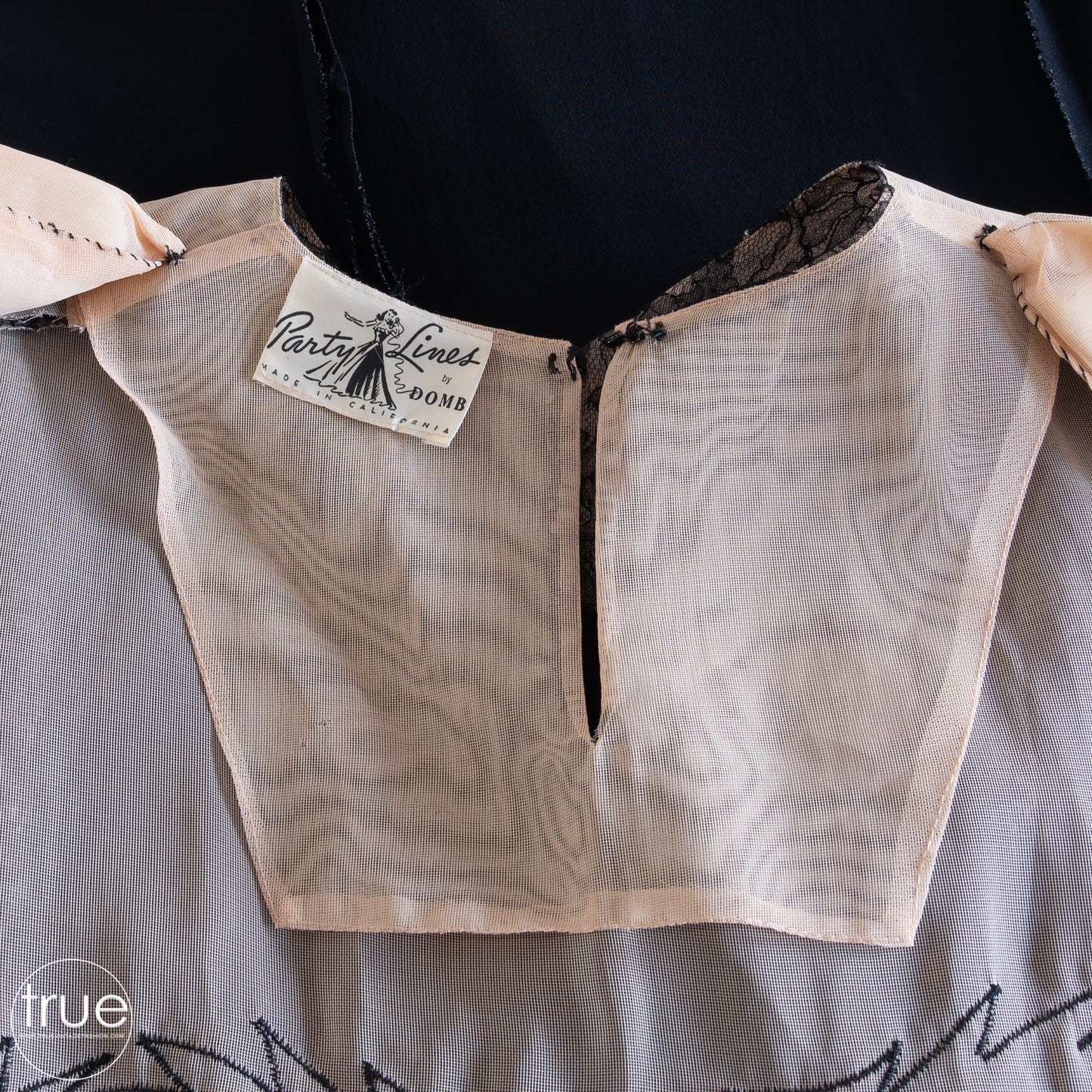 vintage 1940's dress ...exquisite EMMA DOMB black nude illusion dress