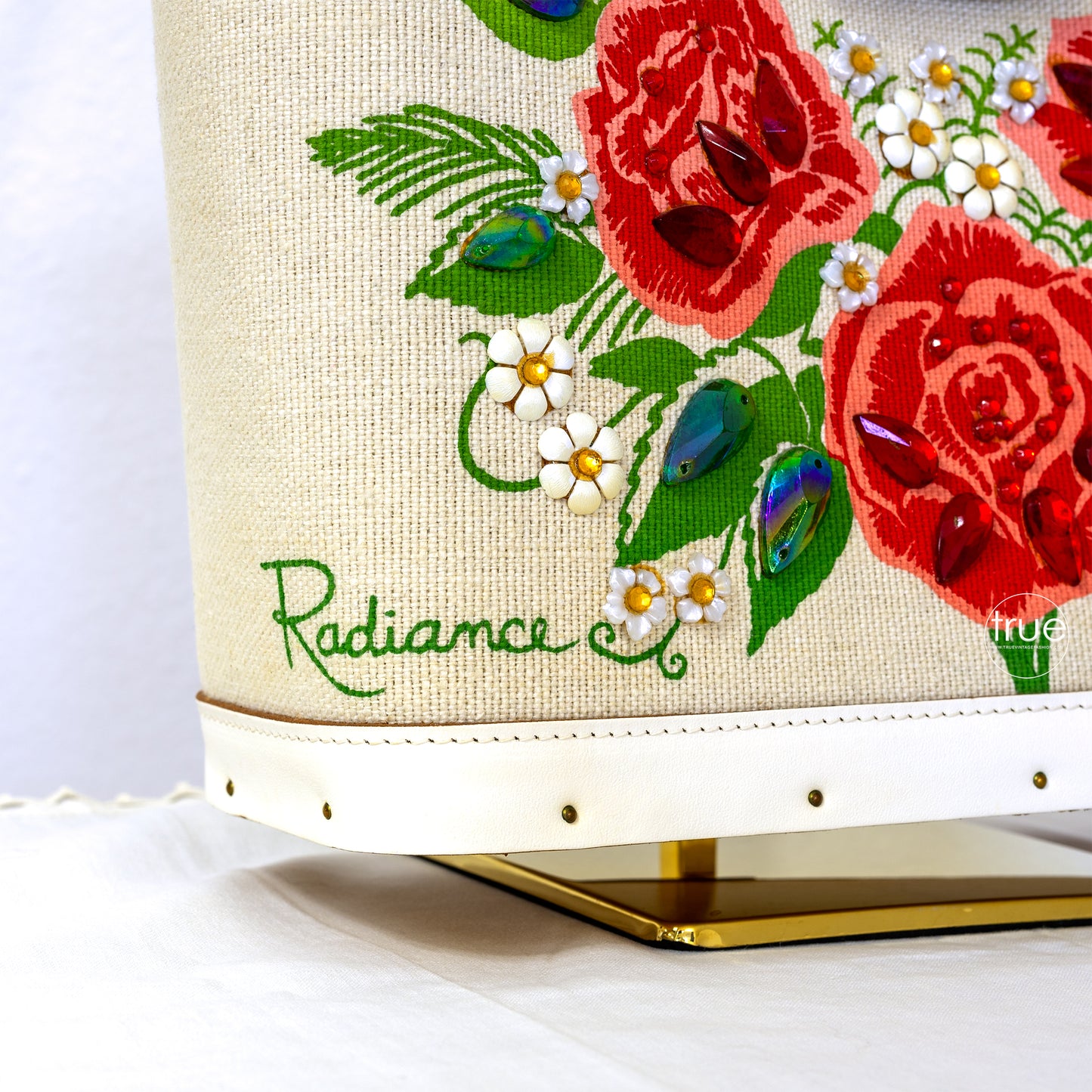 vintage 1960's purse ...deadstock ENID COLLINS of texas jeweled "Radiance" roses purse w/ original tag