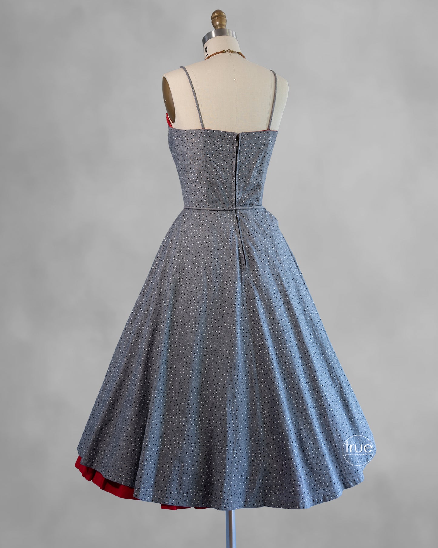 vintage 1950's dress ...fabulous gray with screened POLKA DOTS dress & shrug