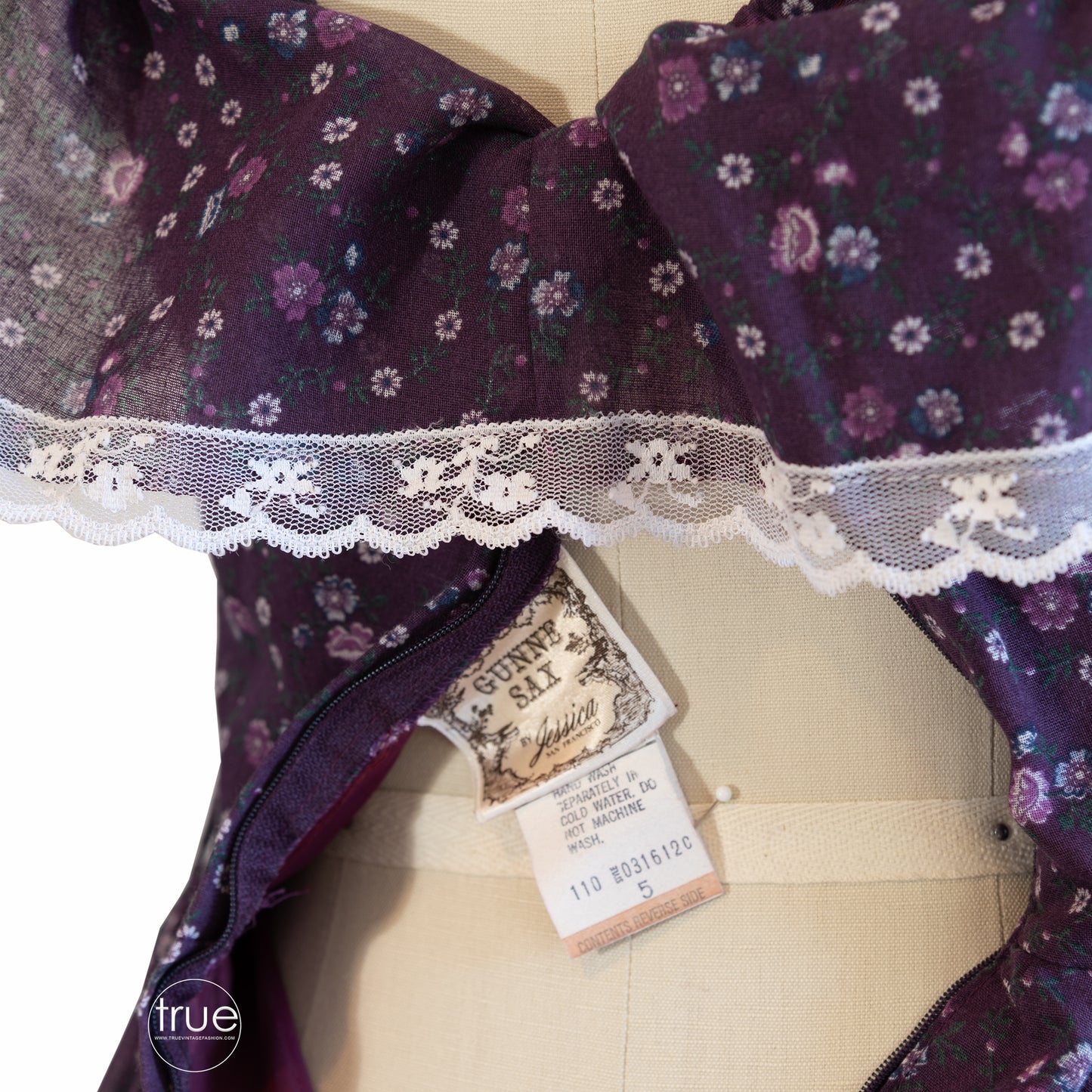 vintage 1970's dress ...plum calico Gunne Sax dress