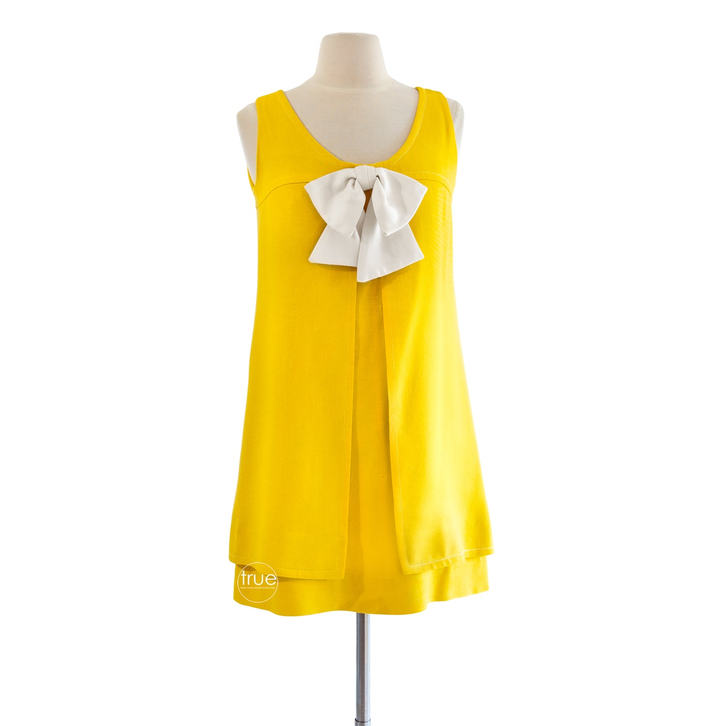 vintage 1960's mini dress ...super cute S.HOWARD HIRSH sunny yellow moygashel linen MOD mini