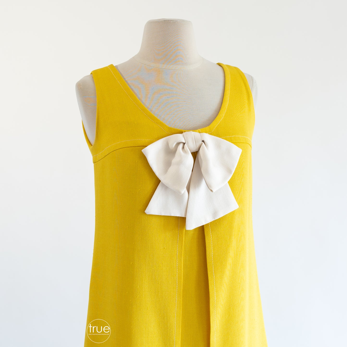 vintage 1960's mini dress ...super cute S.HOWARD HIRSH sunny yellow moygashel linen MOD mini