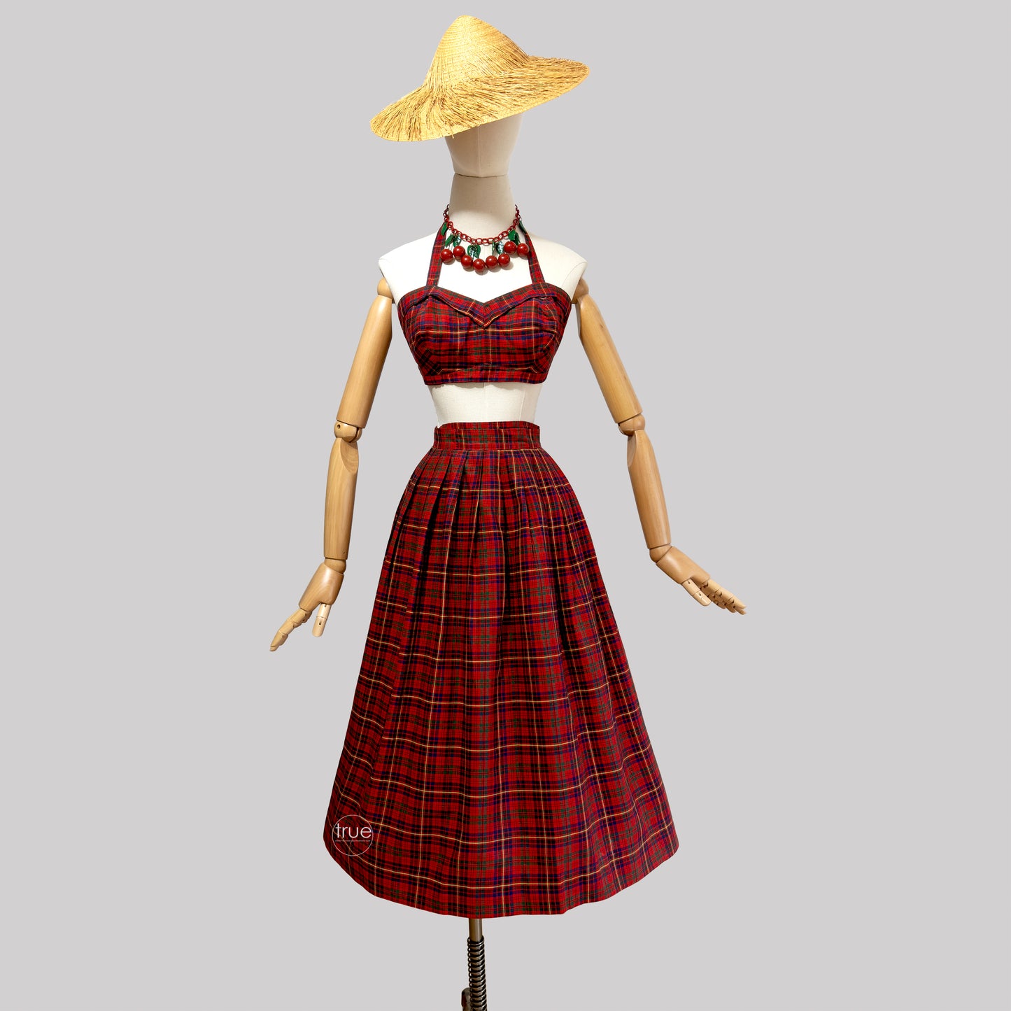 vintage 1940's playsuit ...rare JANTZEN plaid 3pc shorts skirt & top playsuit