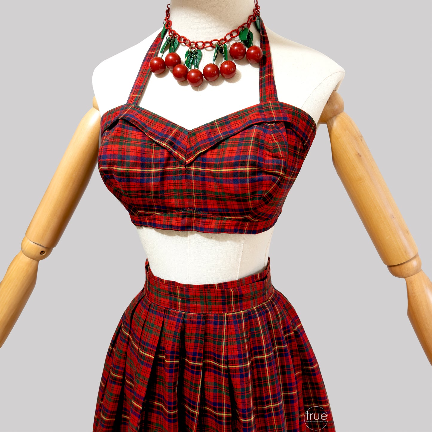 vintage 1940's playsuit ...rare JANTZEN plaid 3pc shorts skirt & top playsuit