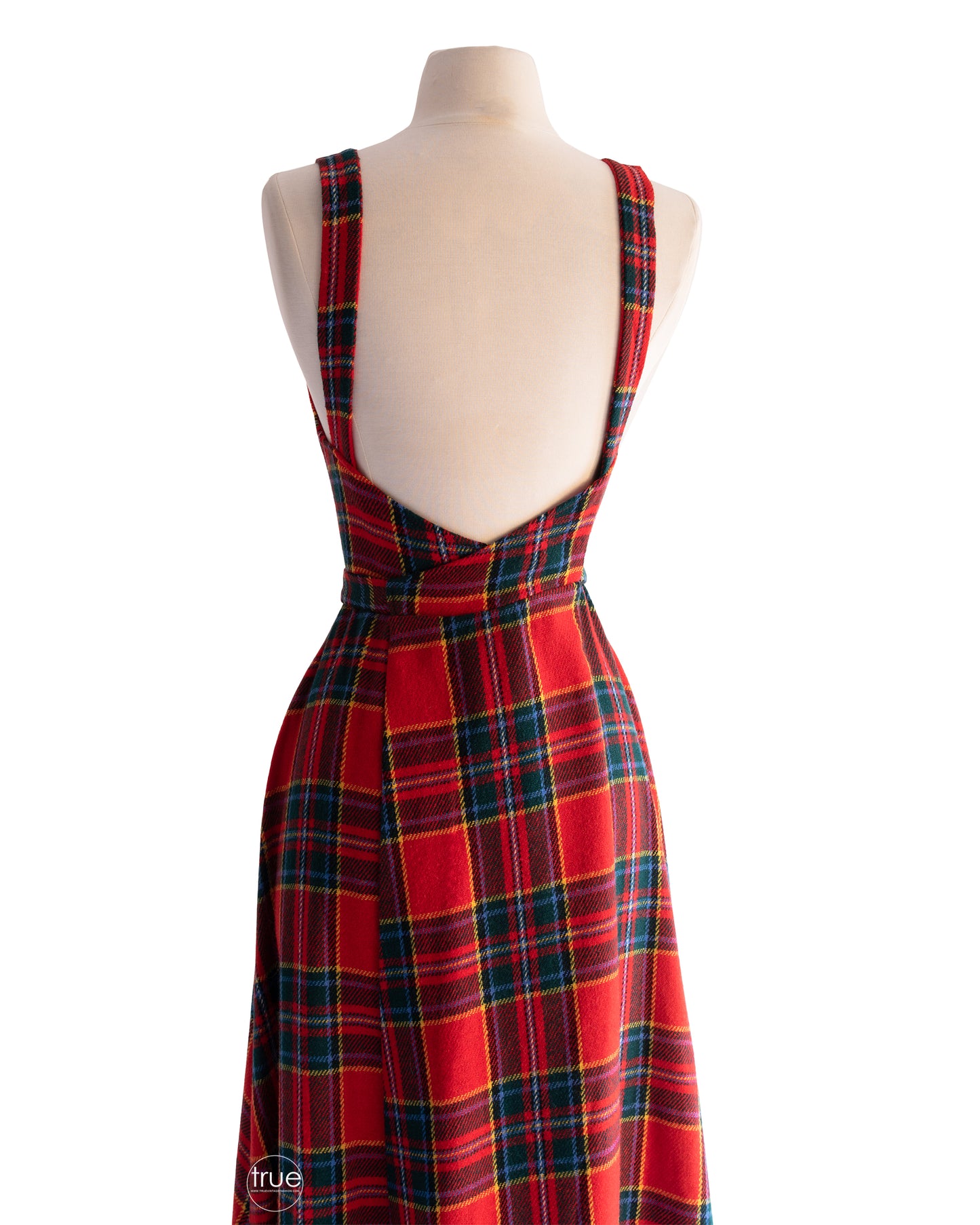 vintage 1970's dress ...classic LANZ Original red tartan plaid pinafore wrap dress