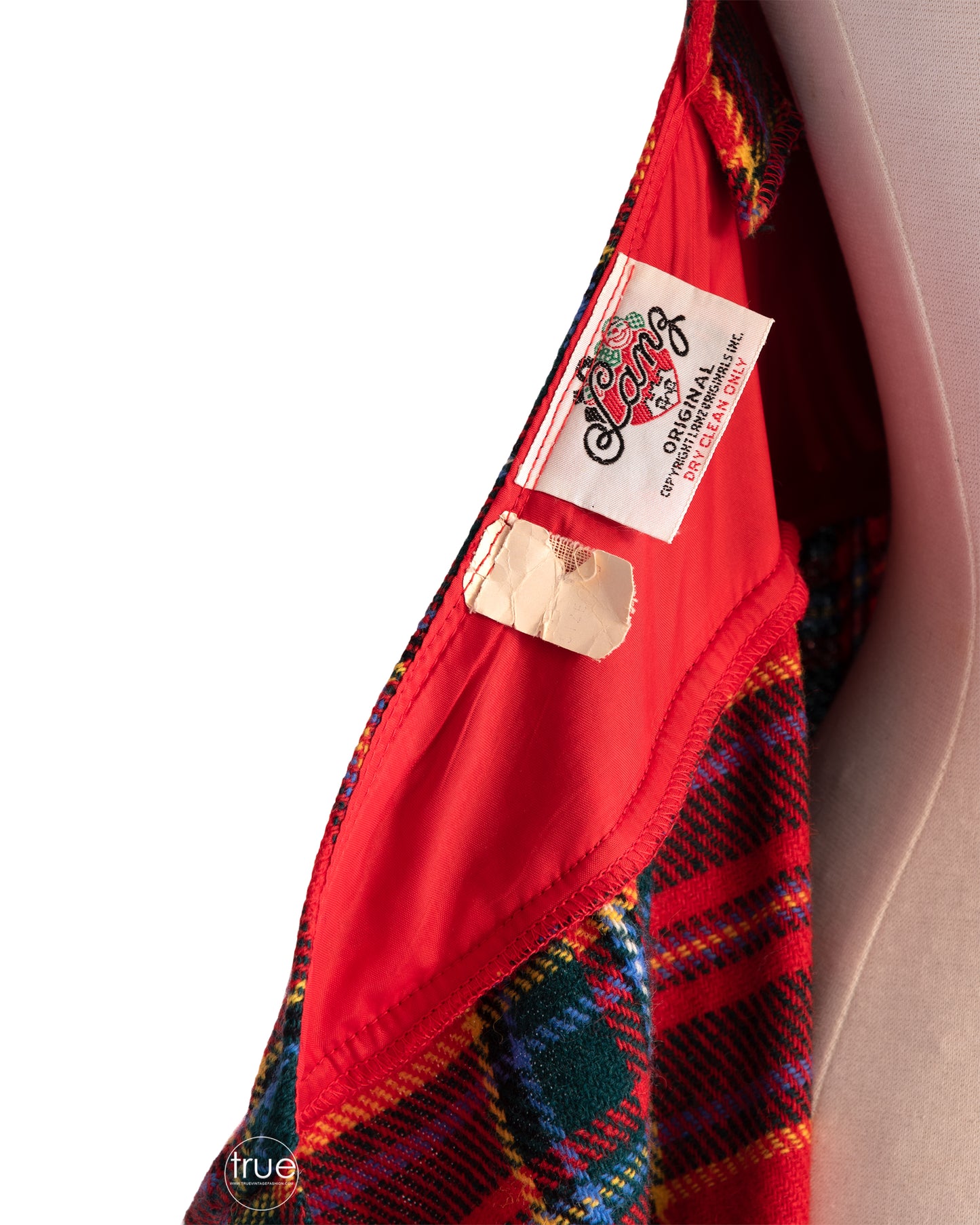 vintage 1970's dress ...classic LANZ Original red tartan plaid pinafore wrap dress