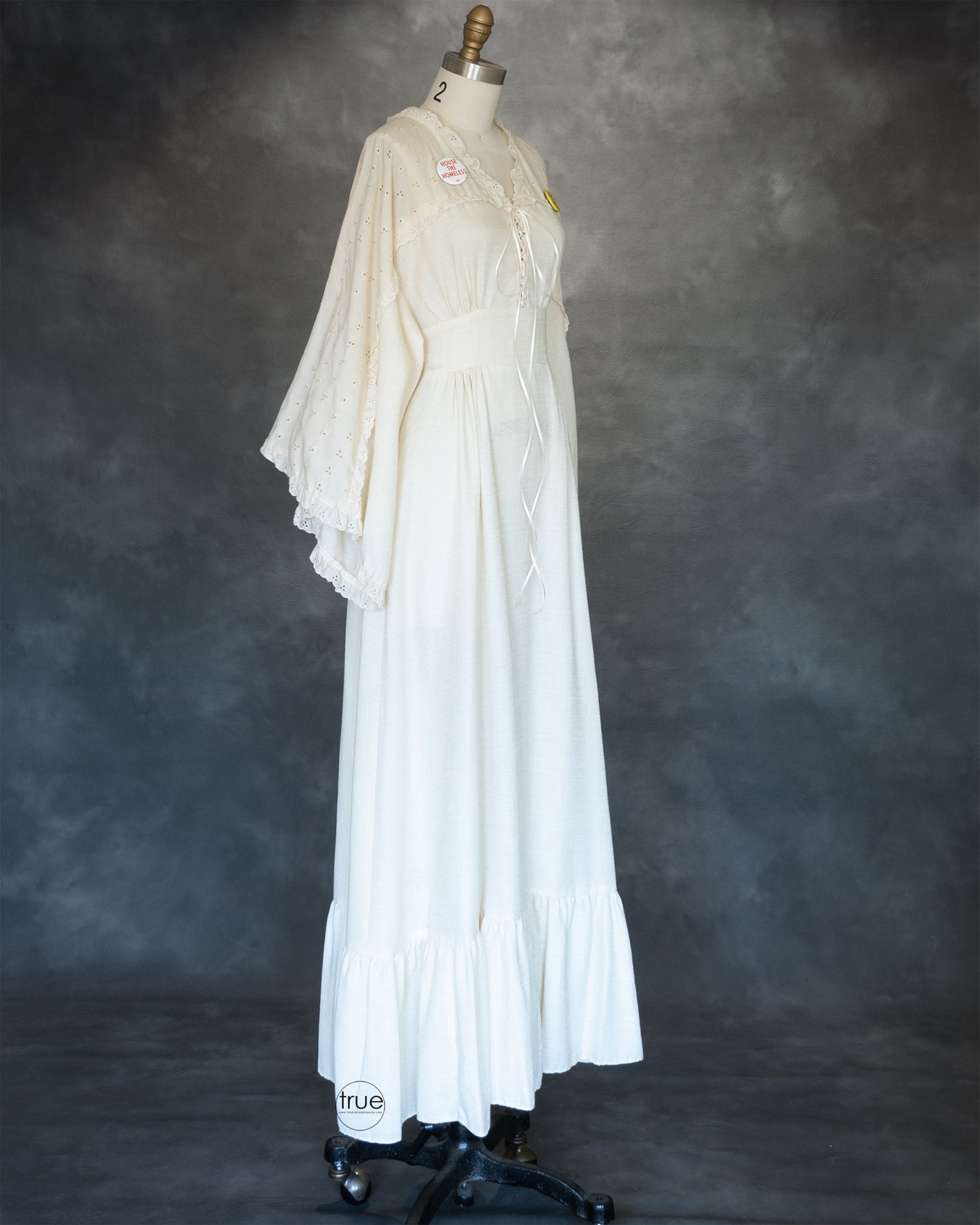 vintage 1970's dress ...fatm staple MALOUF of dallas gunne sax style angel sleeve maxi dress