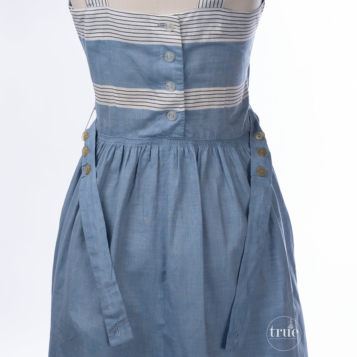 vintage 1940's dress ...classic make mine a McKettrick chambray cotton and stripes sundress and bolero