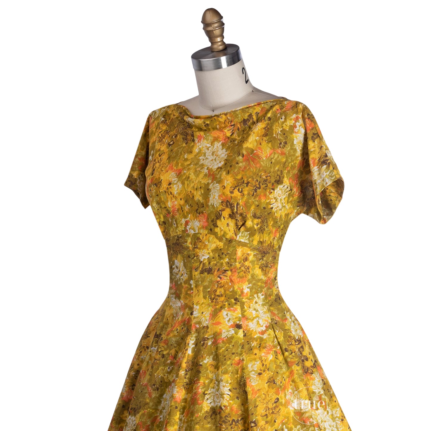 vintage 1950's dress ...beautiful monet-esque impressionist floral cotton full skirt dress