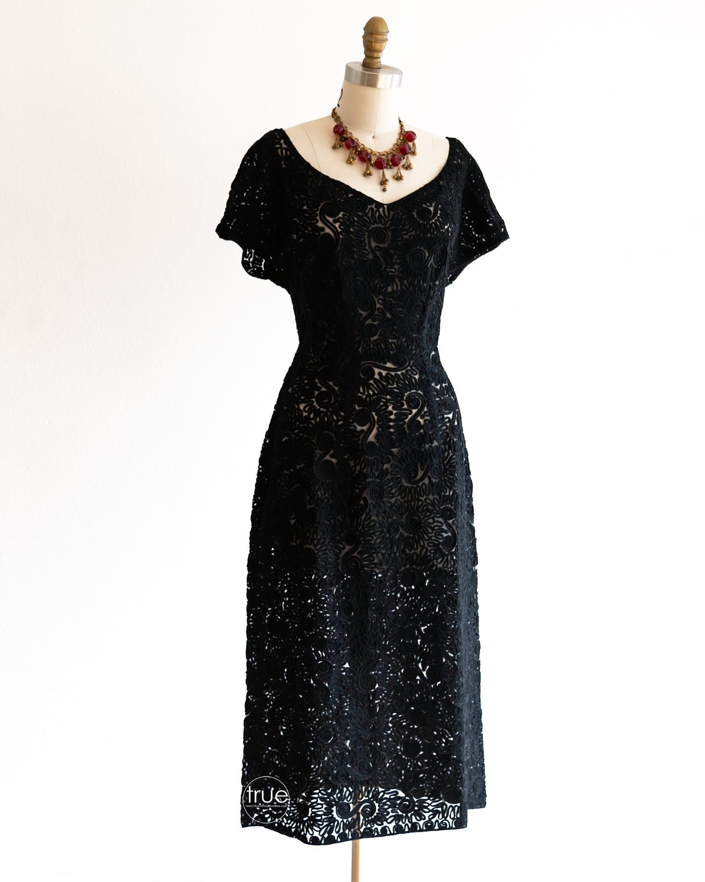 vintage 1950's dress ...gorgeous Hexi by Perutz Brothers wool ribbon dress