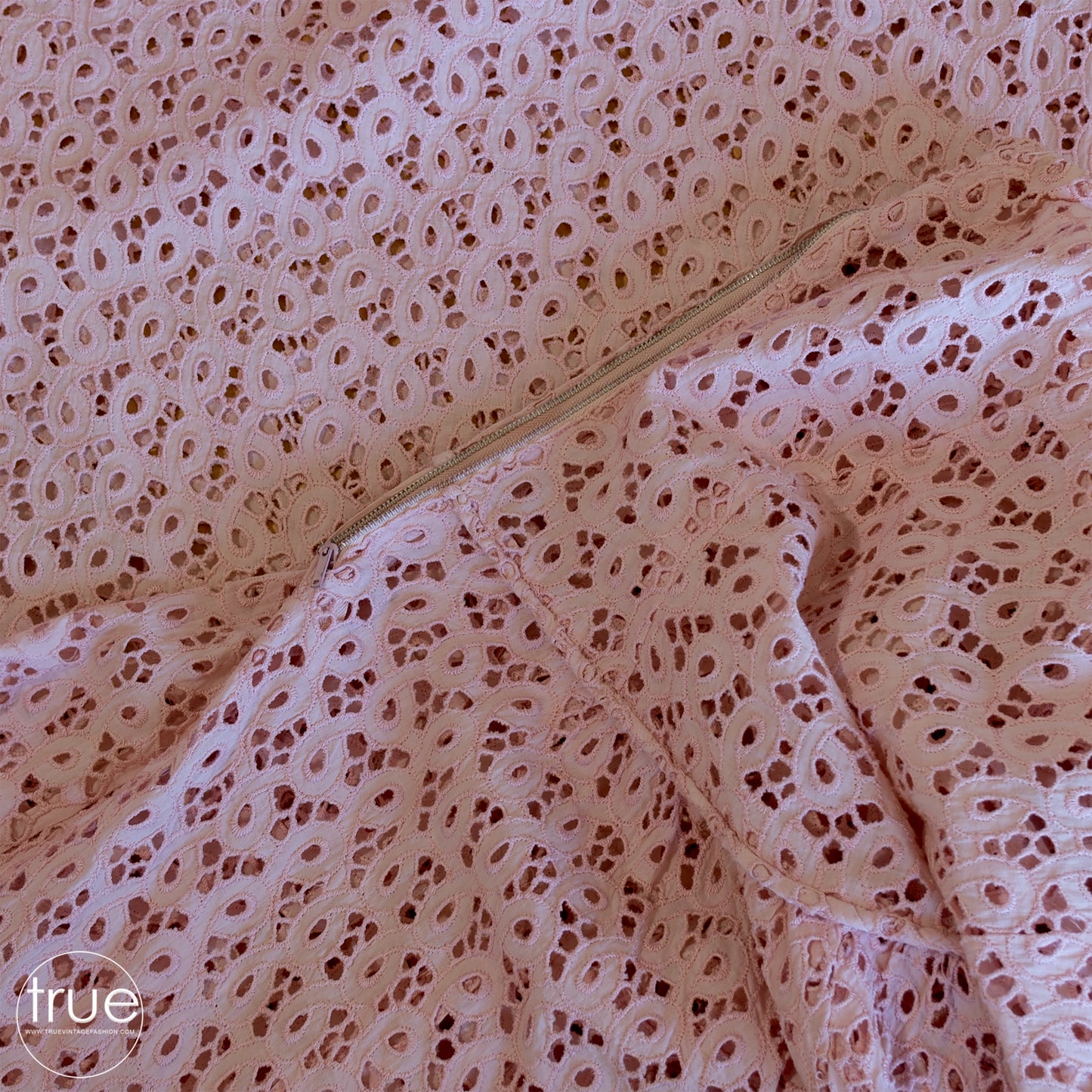 vintage 1950's dress ...flirty pretty in pink cotton eyelet semi sheer full skirt dress
