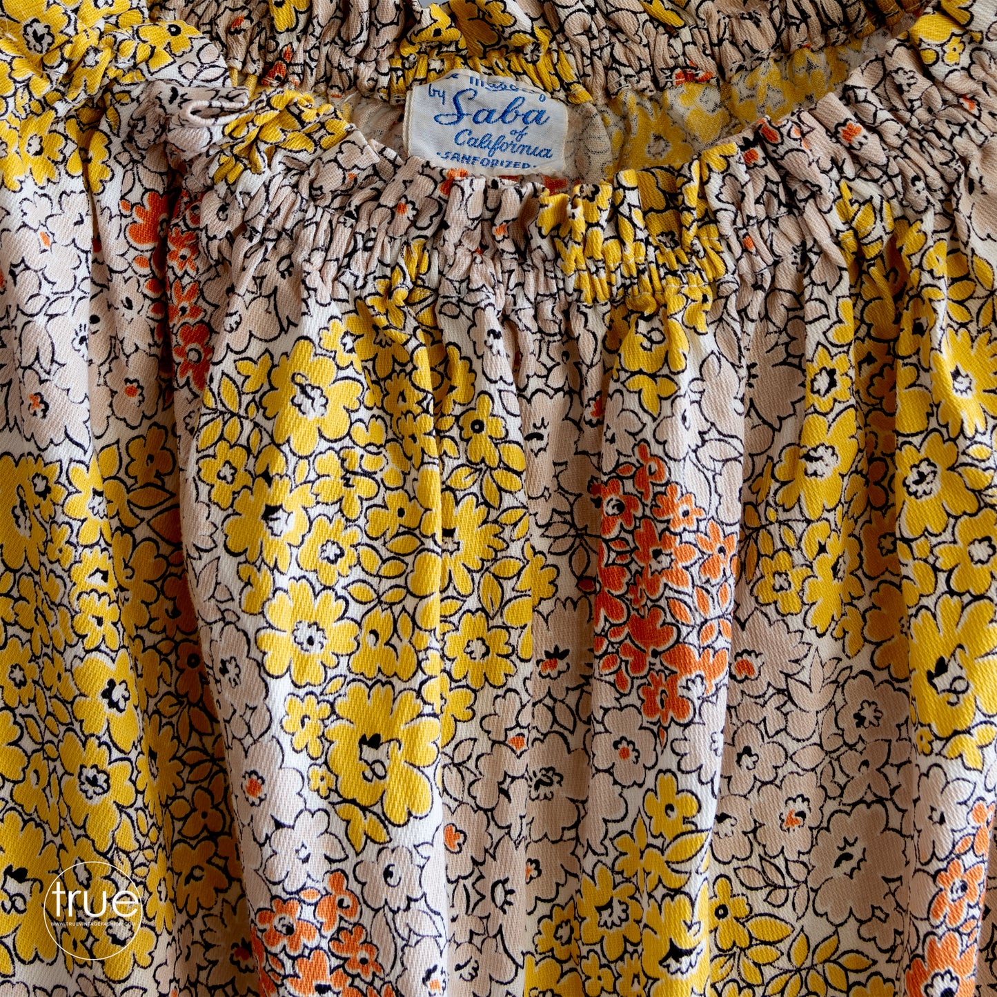 vintage 1940's dress ...Sue Mason by Saba of California floral patchwork print cotton piqué midi dress