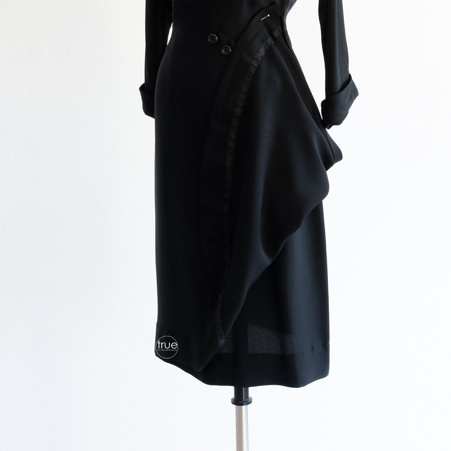 vintage 1940's dress ...jet black HERBERT SCHNEIDER asymmetrical noir dress