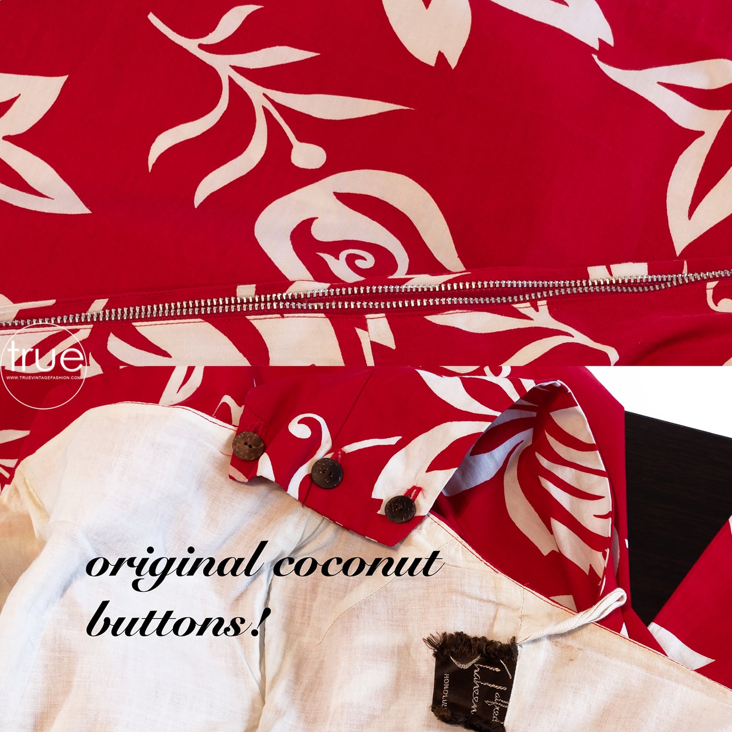 vintage 1950's dress ...iconic ALFRED SHAHEEN red hawaiian sarong dress