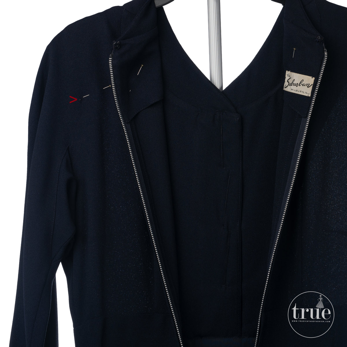 1950's SUBURBAN navy crepe dress