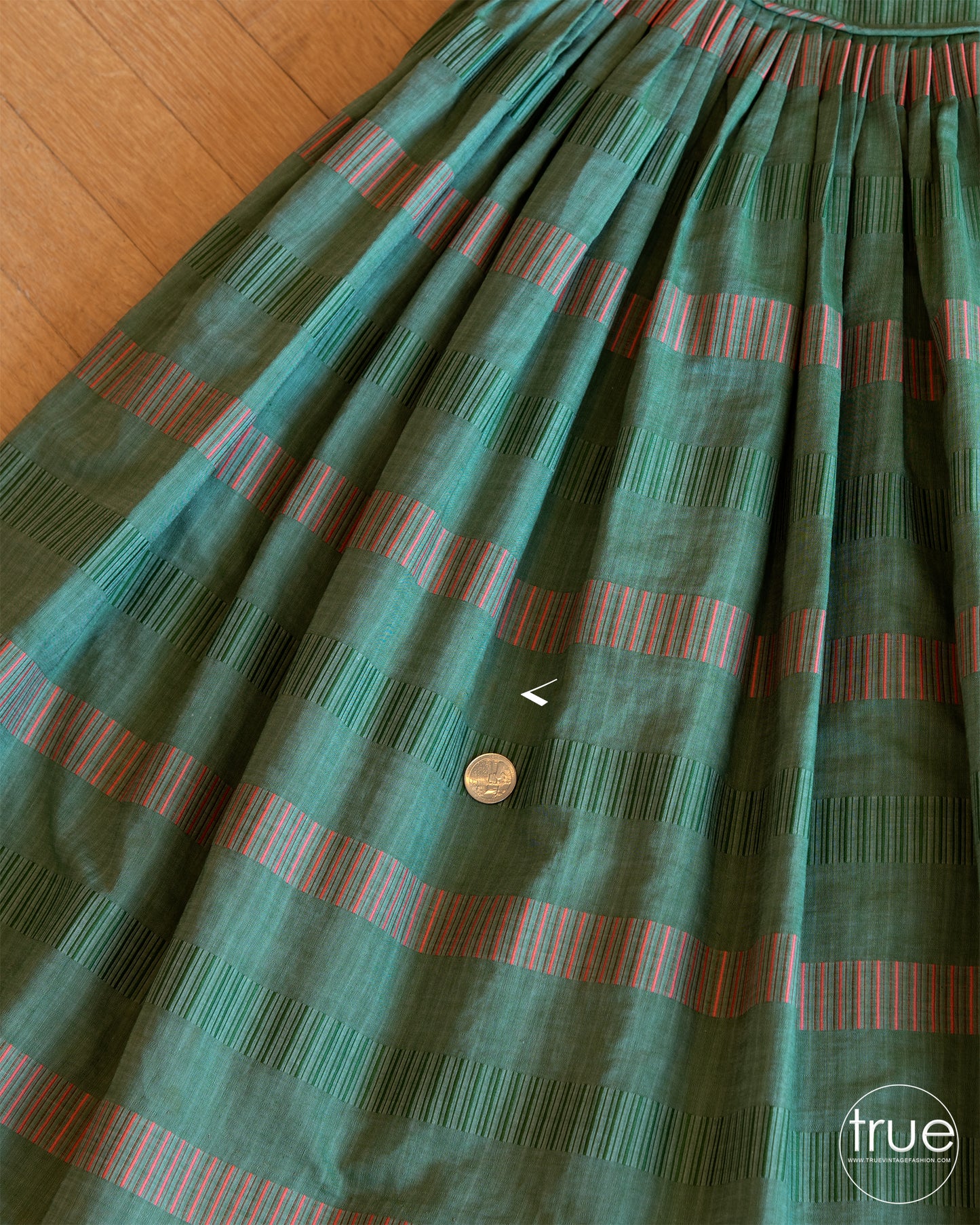 vintage 1950's dress ...gorgeous Suzy Perette New York green striped brocade