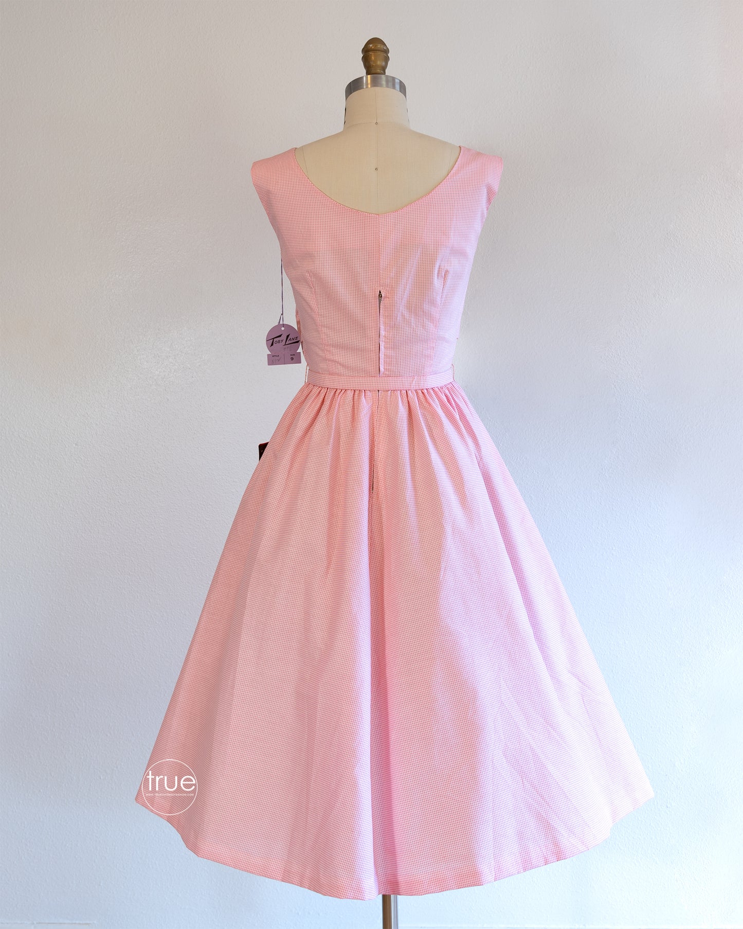 vintage 1950's dress ...deadstock Toby Lane pink checked cotton dress