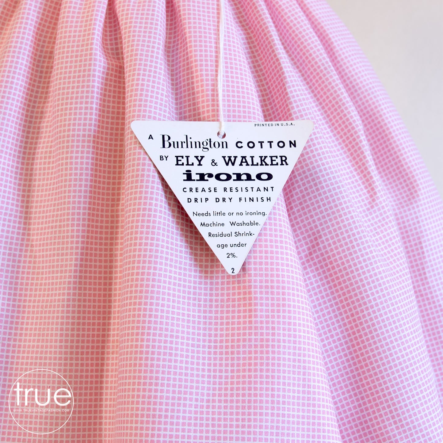 vintage 1950's dress ...deadstock Toby Lane pink checked cotton dress