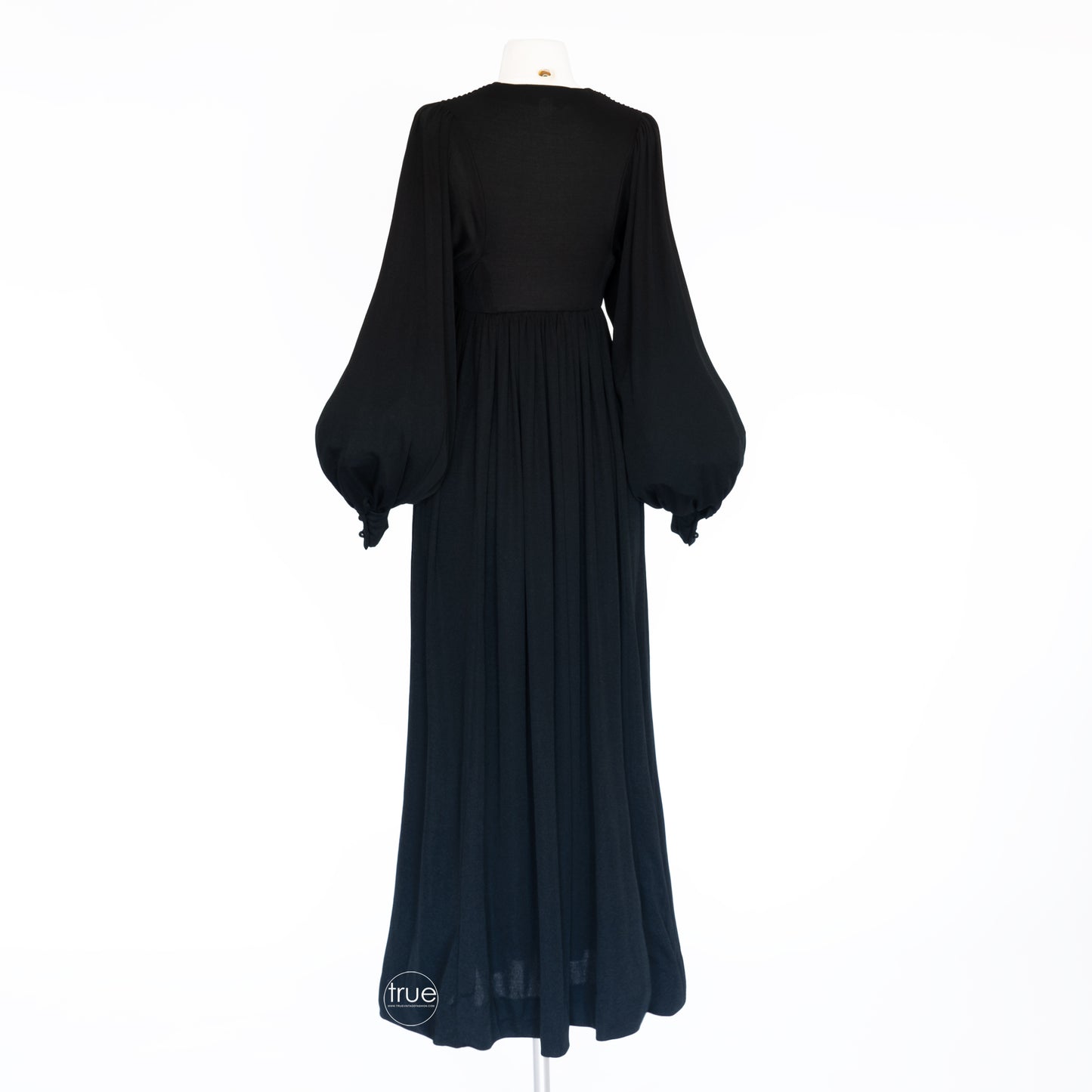 vintage 1960's dress ...ossie inspired YOUTH GUILD slinky black balloon sleeve maxi dress